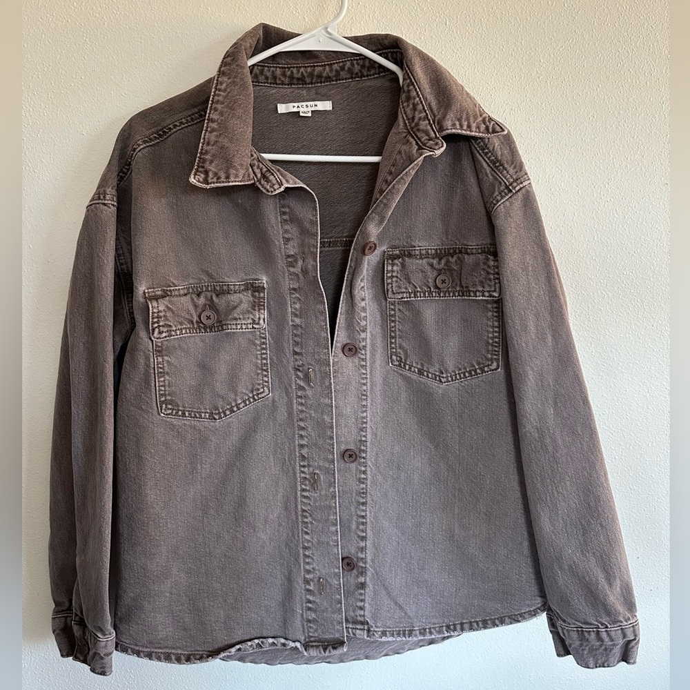Pacsun button up brown denim jacket
